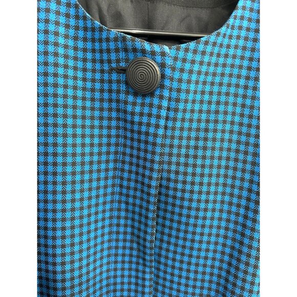 Vintage Cross Country Fashions Blue and Black Checked Button Up Swing Coat SZ 14 - Picture 5 of 10